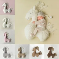 Pasgeboren Fotografie Props Pluche Pony Eenhoorn Pop Poseren Kussen Achtergronden Paard Baby Foto Mat Fotografia Accessoires Jongen Meisje