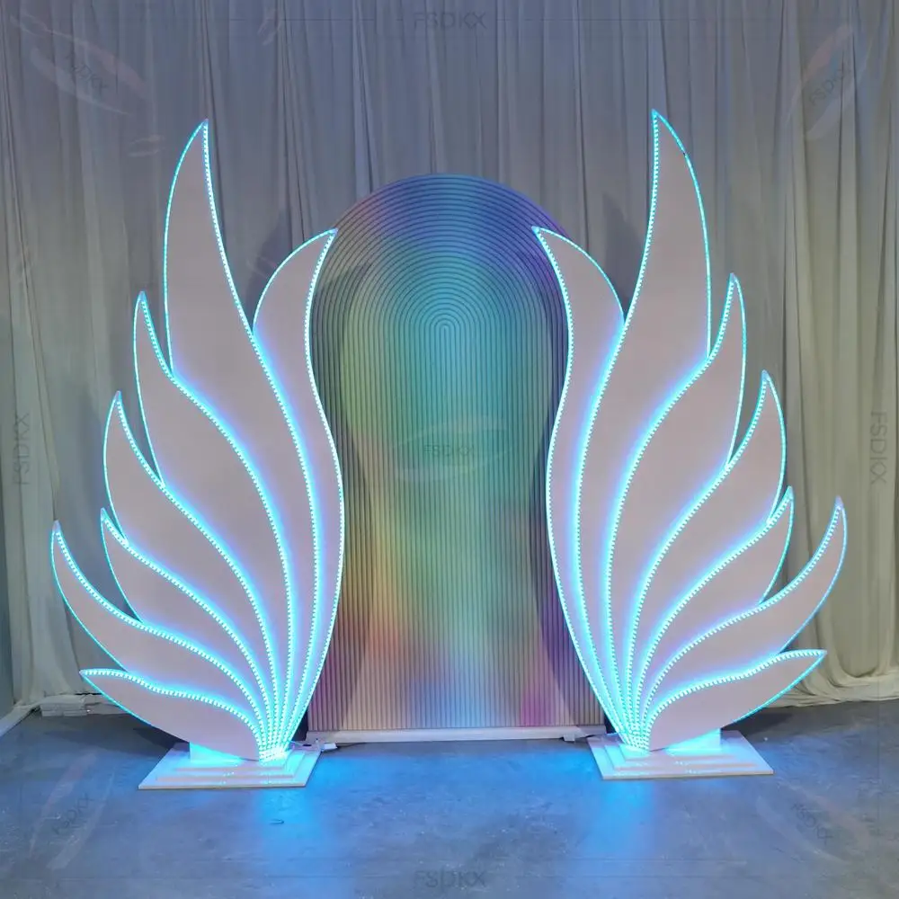 

Durable White Angel Wings Led Light Warm White Light Wedding Backdrop Stand Arch Background Birthday Party Props