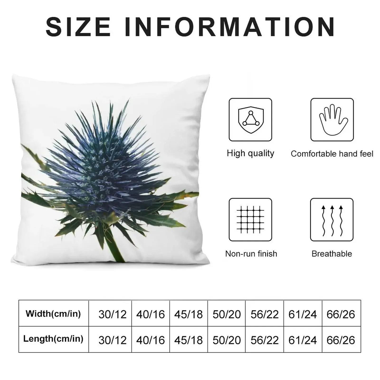 Studio lit blue thistle flower against pure white. Throw Pillow Pillow Cover Sitting Cushion Pillowcase Cushion pillow