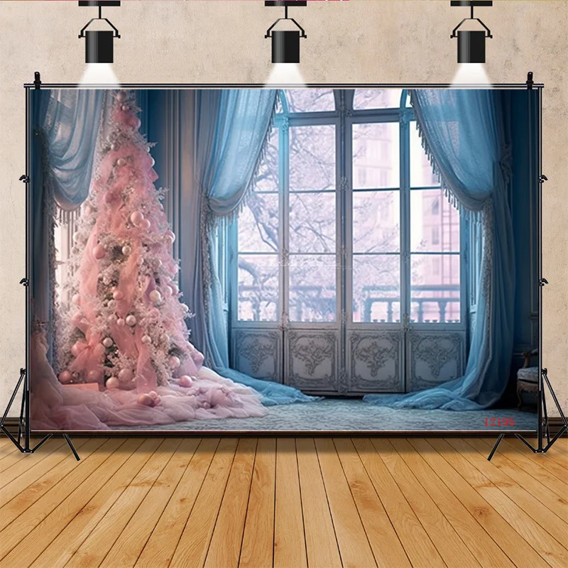 

Vinyl Custom Christmas Day Fireplace Photography Backdrops Gift Box Candy Chimneys Snowflake Window Studio Background WW-37