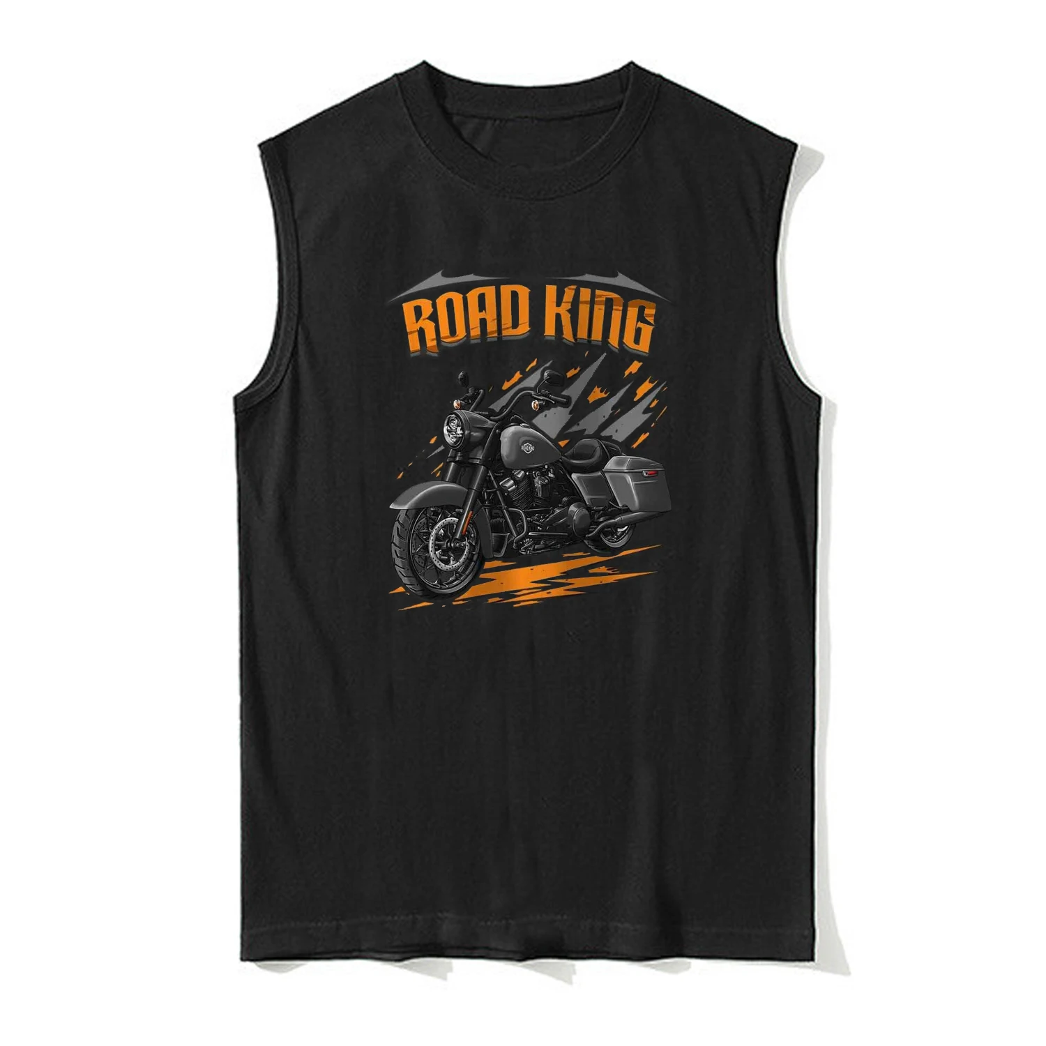 

Модели 2021-2024 H-D Road King, специальная мотоциклетная майка, 100% хлопок, повседневный мужской жилет с круглым вырезом, футболка без рукавов, уличная одежда для гонщика