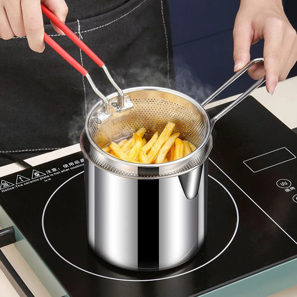 

Stainless Steel Fryer Basket Pot Set Non Slip H Easy Use frying Deep Fryer Basket basket fry pot mini fryer kit