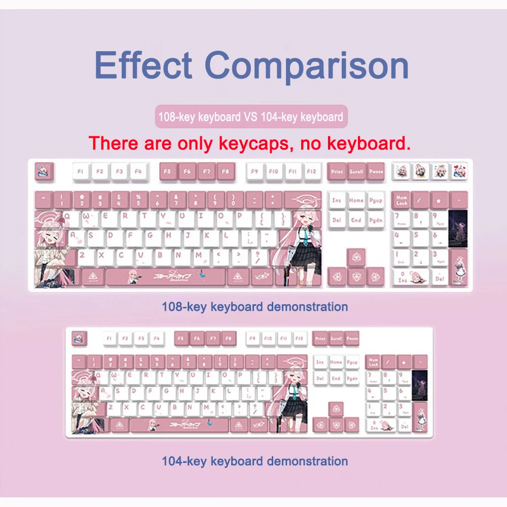 128 Keys Blue Archive Keycaps Tendou Aris Theme Keycaps PBT DYE-Sub Cherry Profile Key Caps For Mechanical Keyboard Accessories