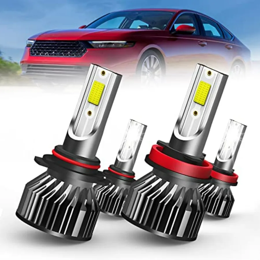 

LED headlight bulbs for Honda Accord 2013-2018 9005/HB3 high beam and H8/H9/H11 low beam 20000LM combo black housing 4-piece se