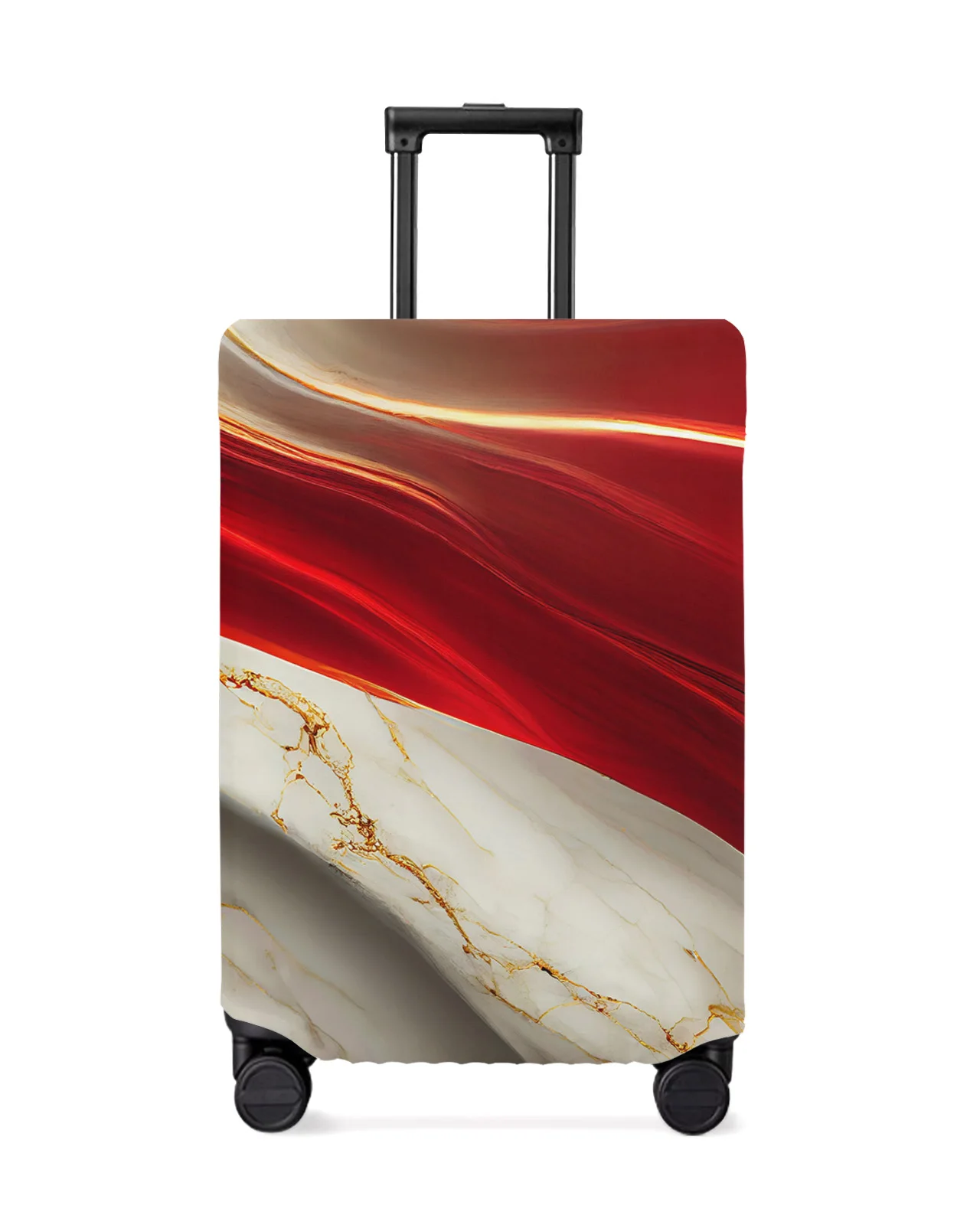 Marble Texture Red Luggage Cover Stretch Suitcase Protector Baggage Dust Case Cover for 18-32 Inch Travel Suitcase Case