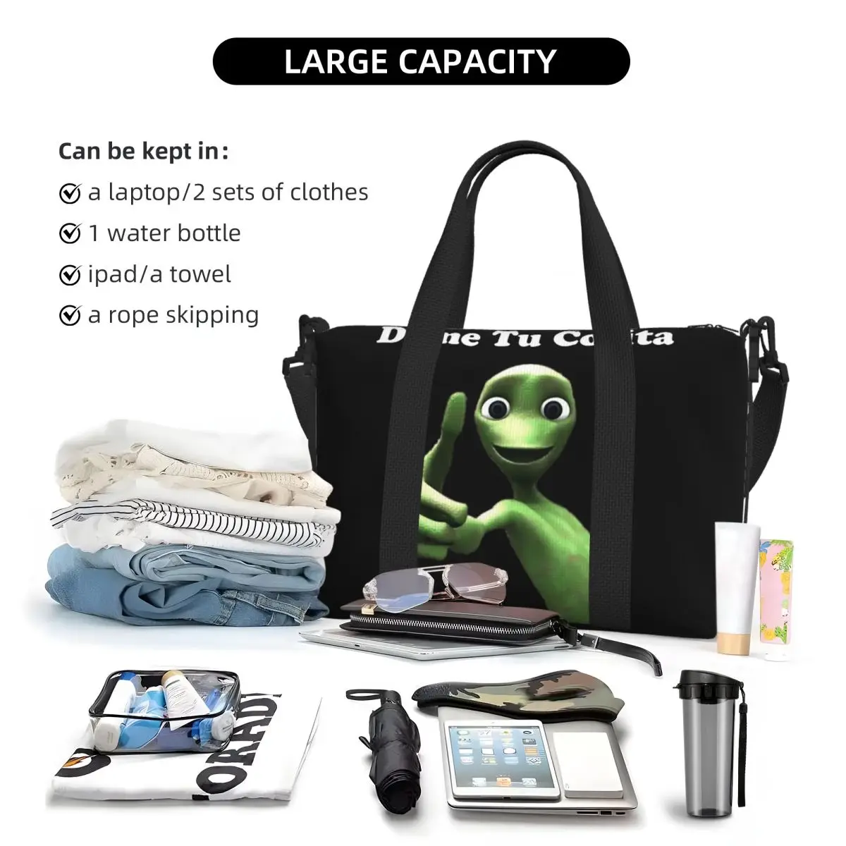 حقيبة سفر للشاطئ مخصصة Dame Tu Cosita (أبيض) ذات سعة كبيرة لصالة الألعاب الرياضية للنساء حقيبة كتف واق من المطر للتسوق