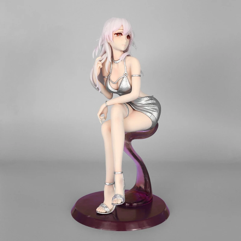 23CM Jurk Serie Zittend Meisje Anime Pop Model PVC Actie Anime Model Volwassen Collectie Pop Ornament Speelgoed Cadeau