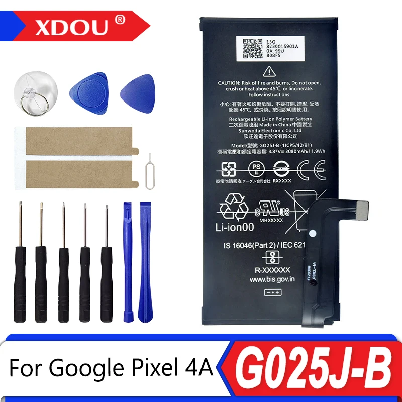 

100% оригинальный сменный аккумулятор G025J-B 3080 мАч для Google Pixel 4A Pixel4A, оригинальные аккумуляторы для телефонов последнего производства + инструменты