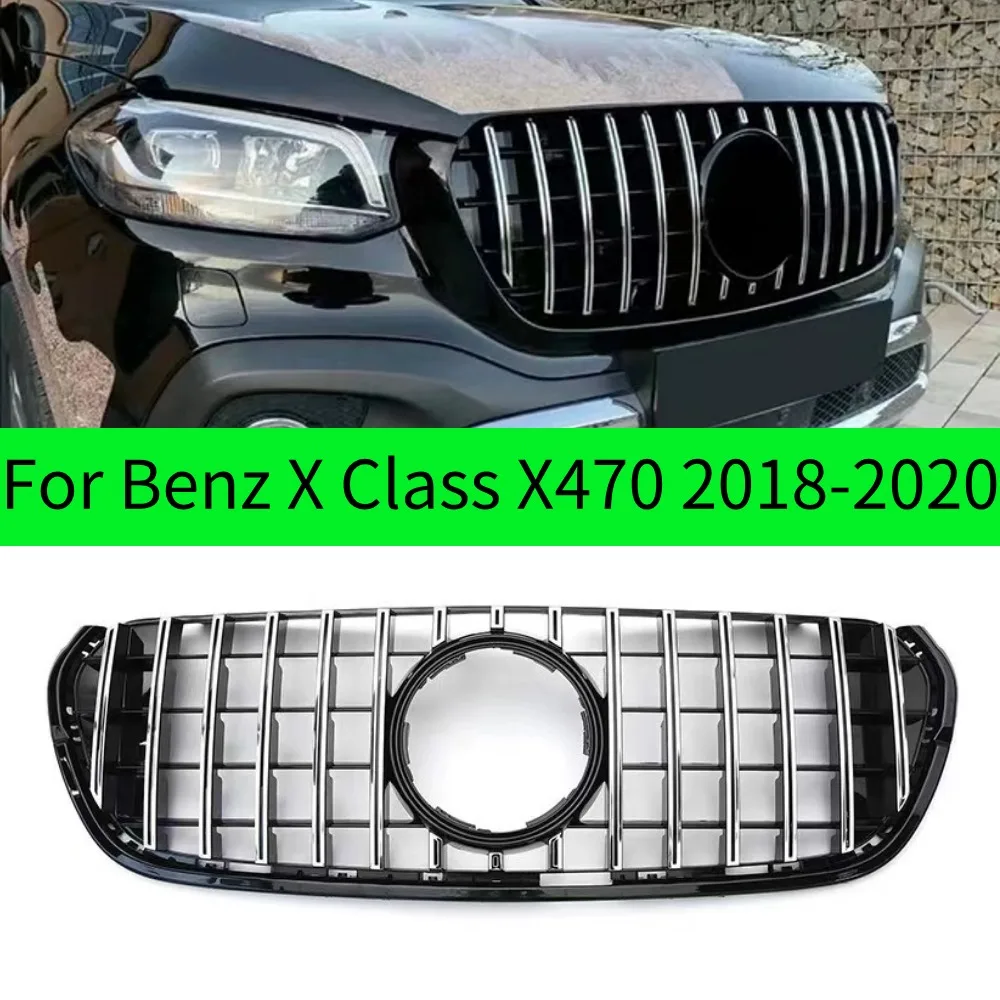 

For Mercedes Benz X Class X470 2018-2020 Black/Silviry GT Style Mesh Front Grille Bumper Grill Sport Grid Accessories Tuning