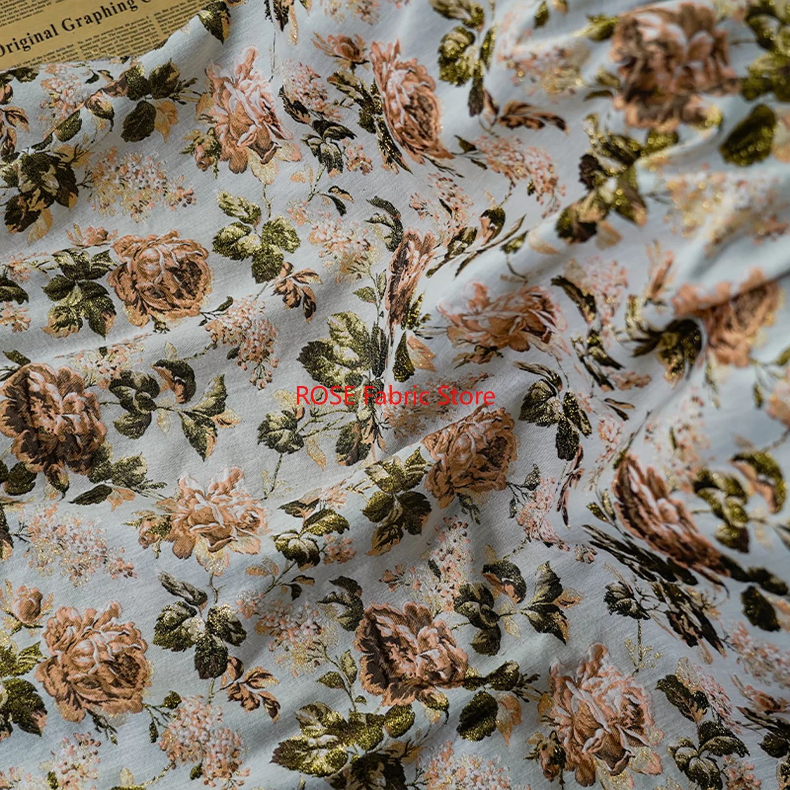

1 Meter Retro Flower Embossed Jacquard Fabric Luggage Dress Vest Clothing Diy Sewing Decoration Fabric