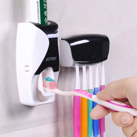 1 Set Automatic Toothpaste Dispenser Toothbrush Holder Dustproof Sticky Suction Wall-mounted Toothpaste Squeezer Bathroom Tools