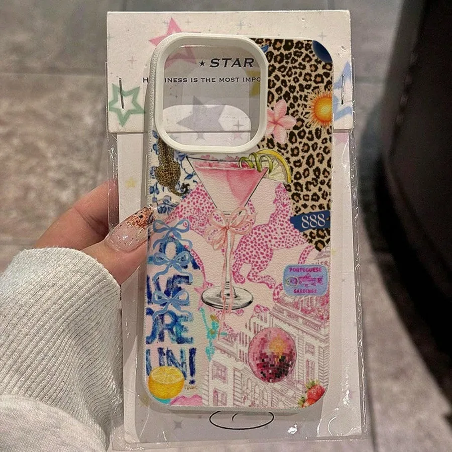 

Retro Vintage Leopard Print Lichee Pattern Phone Case For iPhone 16 Case iPhone 15 Pro Max 14 Plus 13 12 11 XS XR X 16e 16 Cover