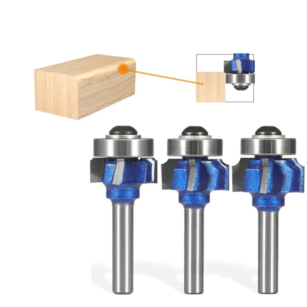 エッジトリミング用木工ルータービット、クラシックカッター、ウッドミリングカッター用ビット、1/4シャンク、4コーナー、1個、r1 r2 r3