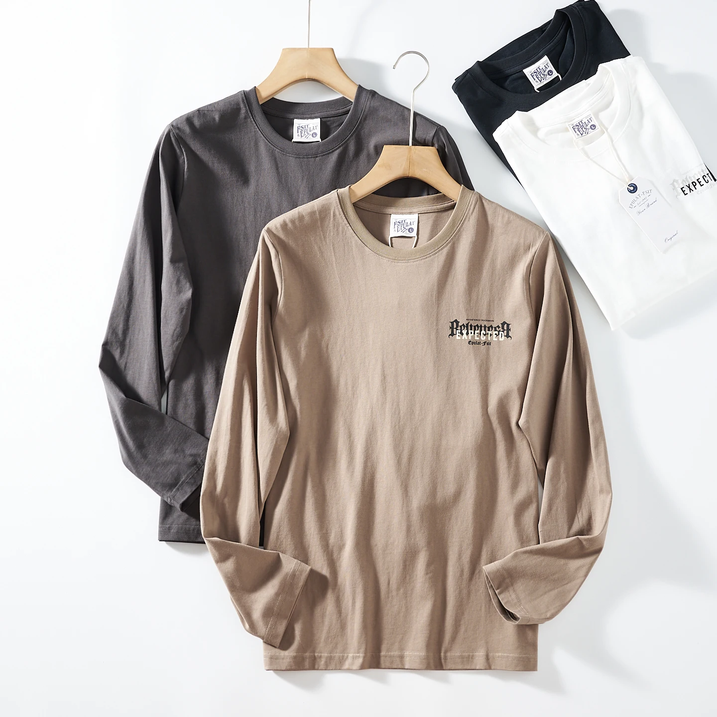 

2025 Autumn New American Retro Long-sleeved O-neck Letter Printed T-shirt Men's Fashion 100% Cotton Washed Casual Sport Tops