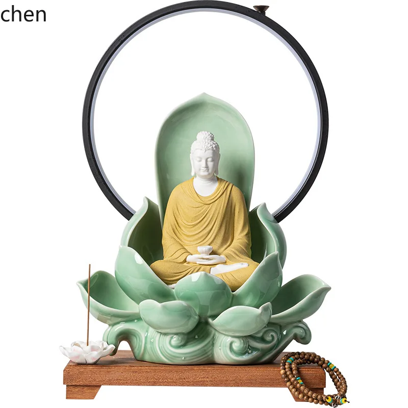 Cz1 ceramic amitabha buddha guanyin mahasthamaprapta buddha statue living room western three saints statue ornaments
