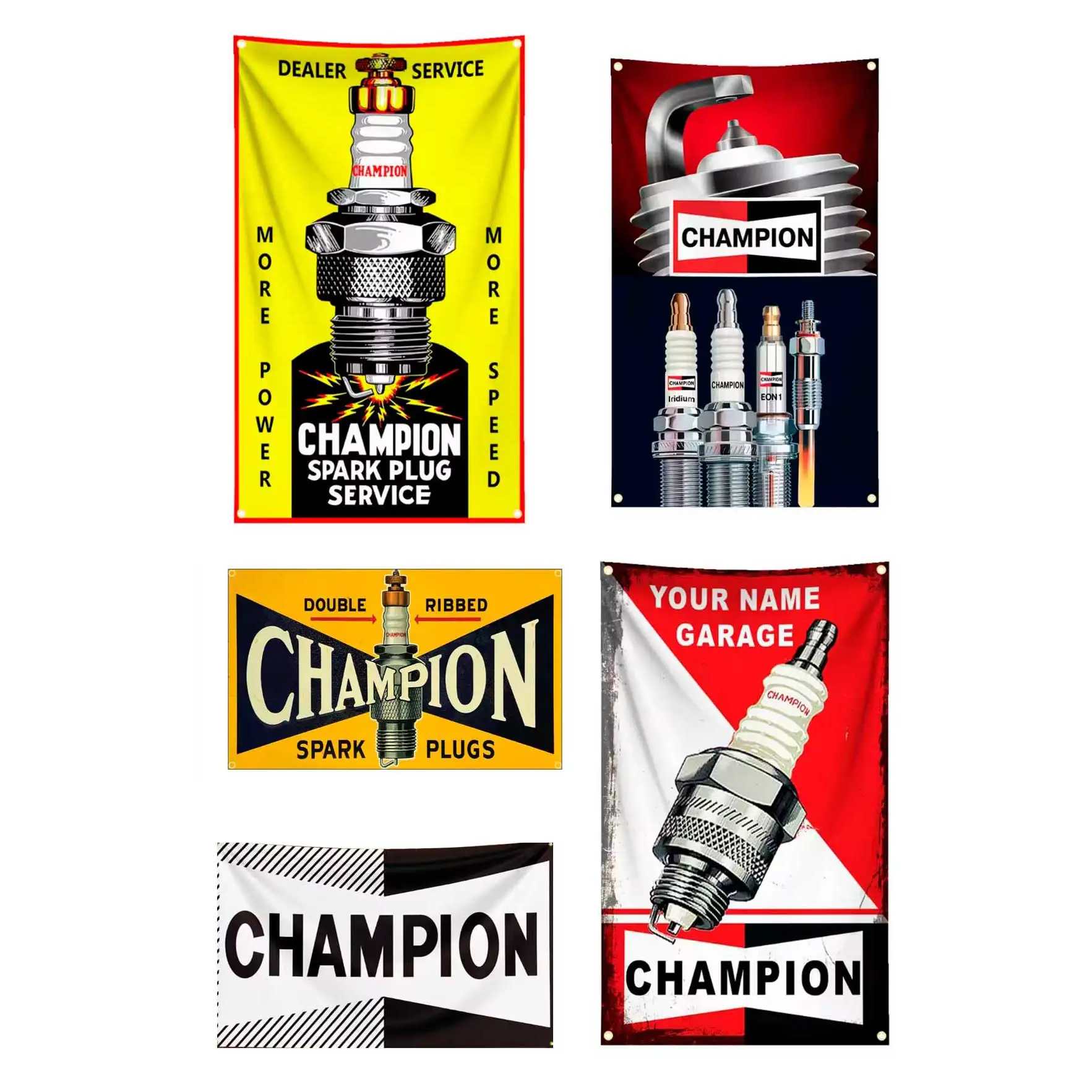 2x3fts 3x5fts 5x8fts C-Champions Spark Plugs Flag Tapestry Wall Hanging Art Banner Racing Car Garage Or Outdoor Decoration