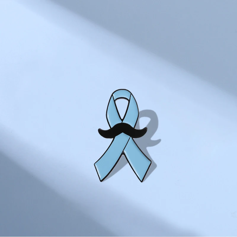 Blue Ribbon Enamel Pins Custom Prostate Cancer Men's Health Brooches Lapel Badges Jewelry Gift for Kids Friends