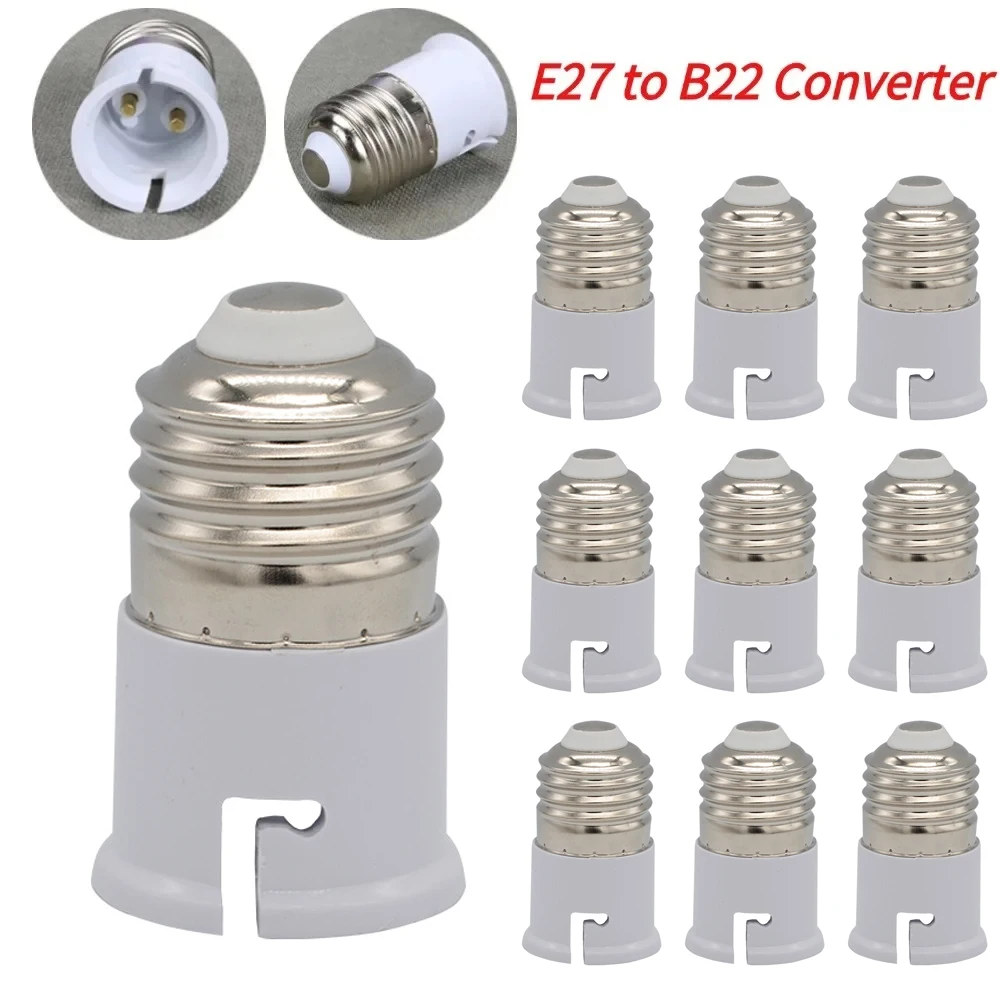 10PCS E27 to B22 Lamp Converter 130 Degrees Temperature Resistance Lamp Holder Adapter E27 to B22 Adapter Conversion Socket
