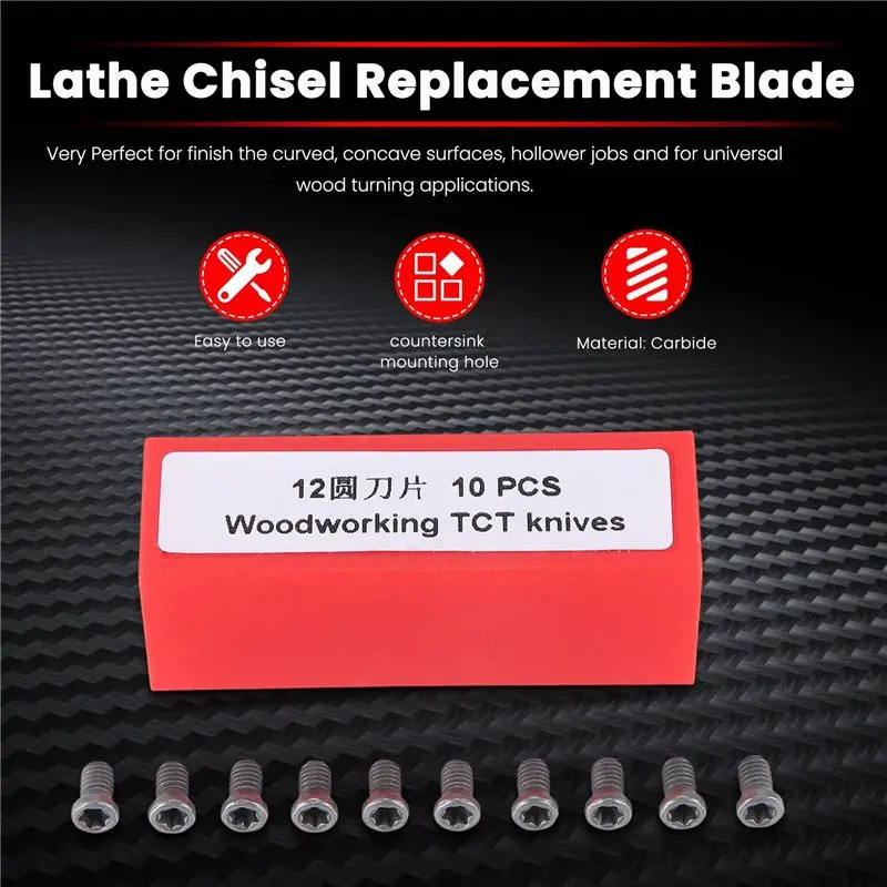 A02M-Ci3 Round 12.5Mm Carbide Inserts Cutters Knives Replacement Blade Fit For DIY Lathe Wood Turning Finisher Tool 20Pcs view 4