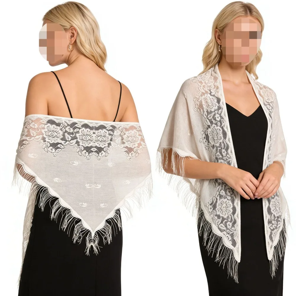 White Lace Shawl for Bride to be накидка на платье Triangle Scarf for Detachable Bridal Wedding Cape Wedding Accessories