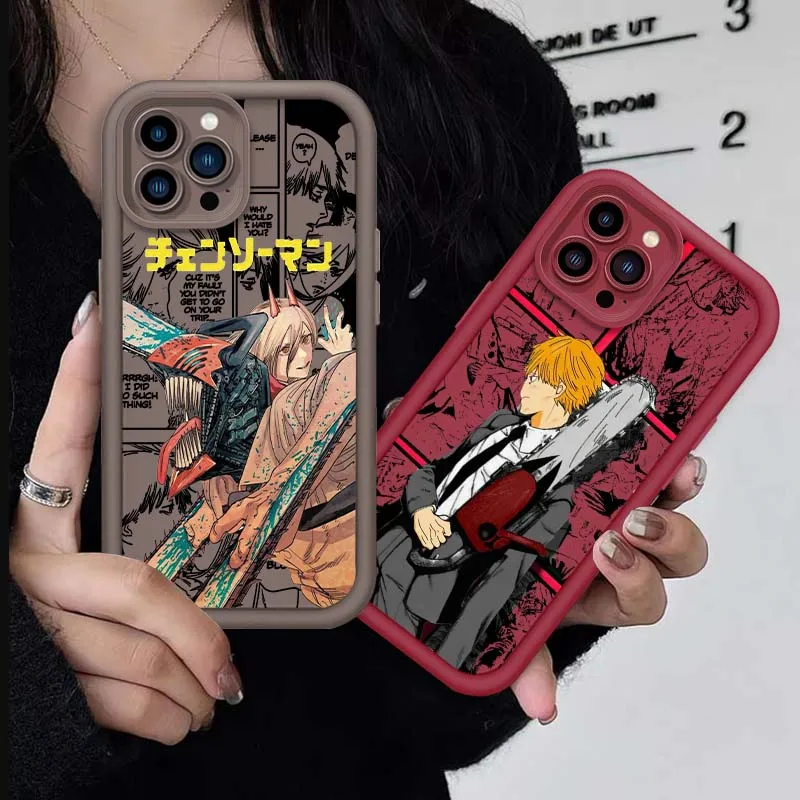 

Anime Chainsaw Man Art For Apple iPhone 16 15 14 13 12 11 Pro Max Plus Eye Ladder Soft TPU Silicone Cover