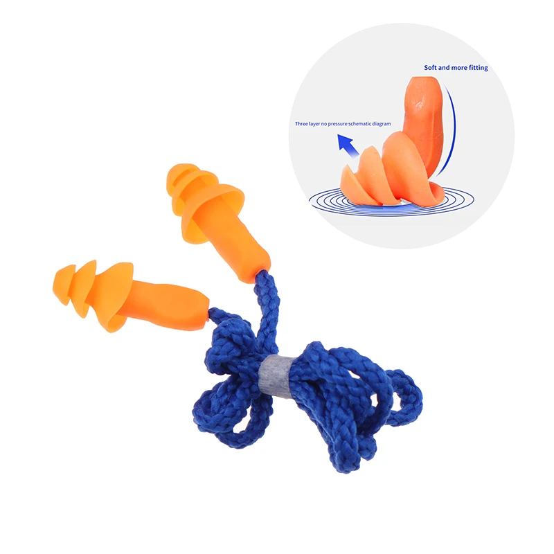1 Pairs Corded Ear Plugs Reusable Silicone Earplugs With String Banded Ear Plug Sleep Noise Cancelling For Hearing Protection