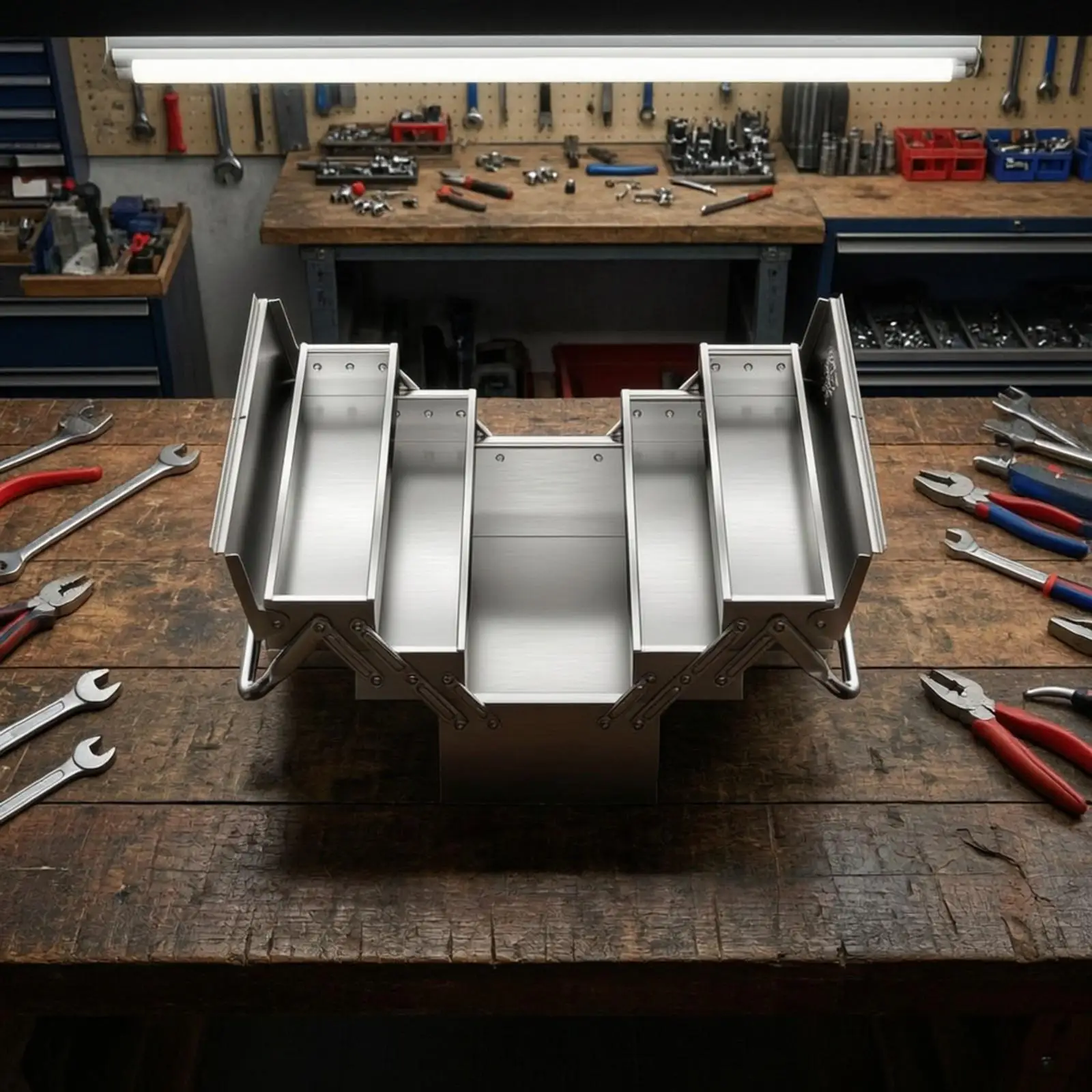 multi-level-industrial-cabinet-stainless-steel-folding-tool-organizer-with-top-handle-for-job-sites
