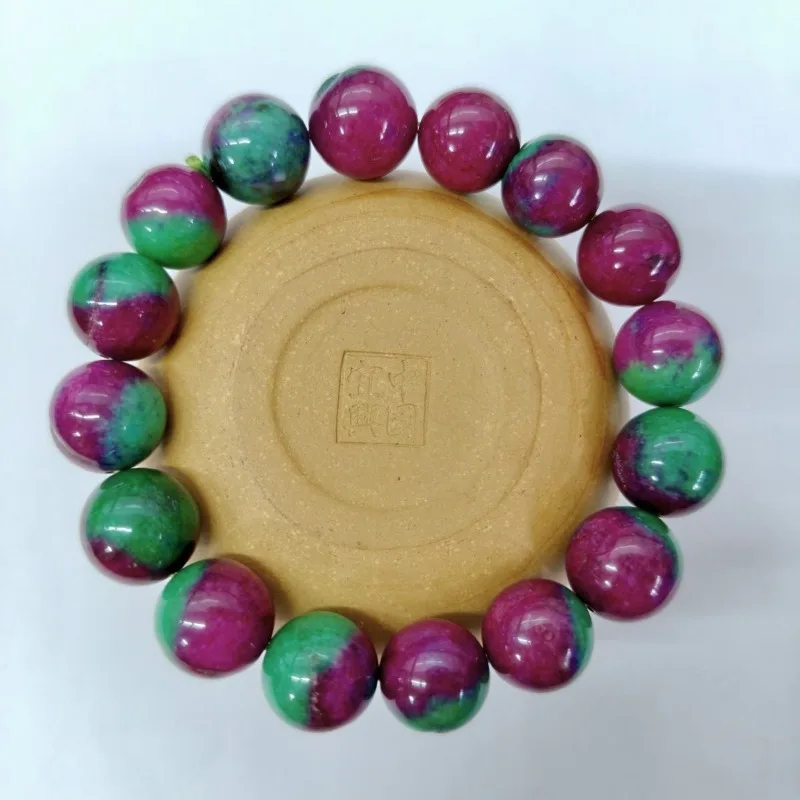 

New Red and Green Treasure Single Ring Bracelet, Two-color Round Bead Bracelet for Men and Women Couples