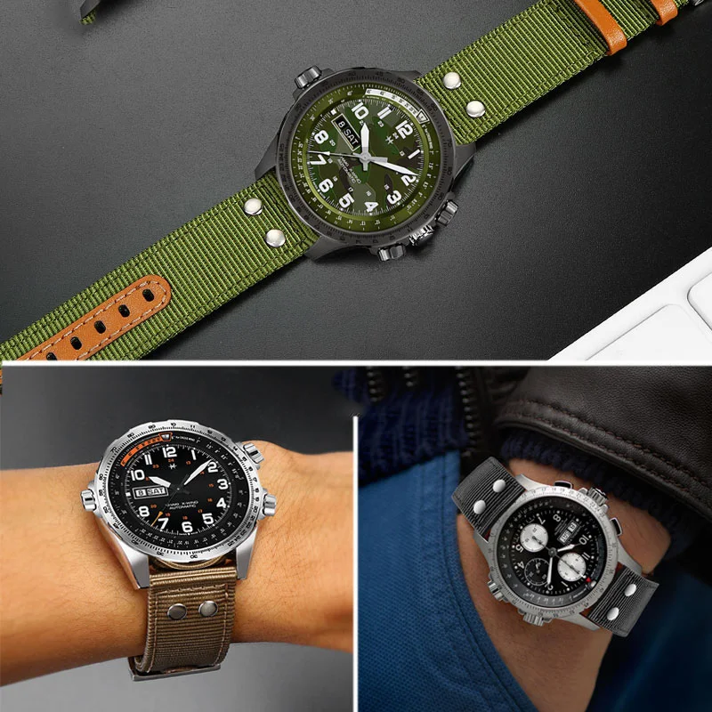 22mm Premium Quality Nylon Canvas Strap for Hamilton Khaki Watchband for Military Wristband Amazfit Gts Band Quick release