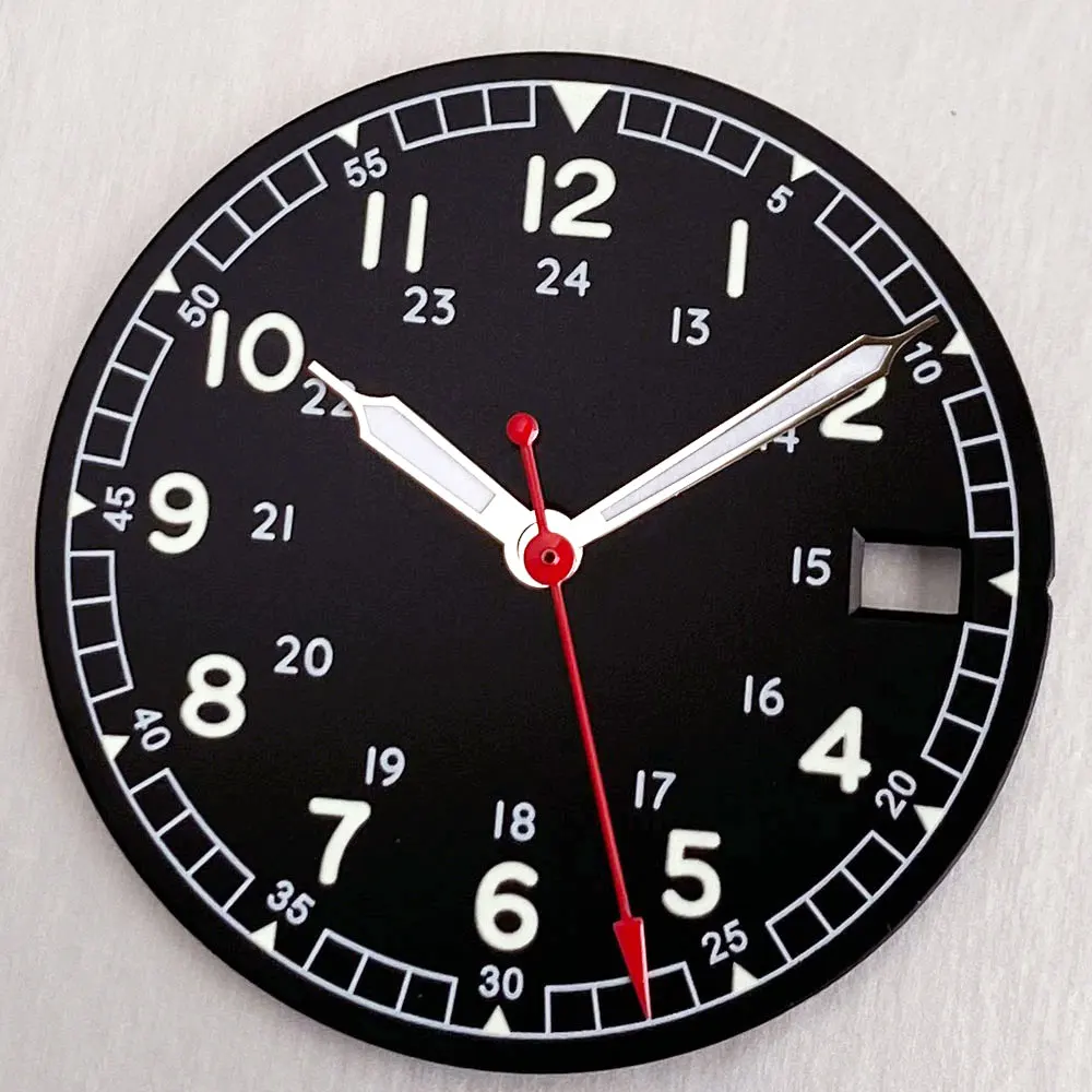 NH35A Uhr Ersatz Zifferblatt Pliot Zifferblatt für NH35 NH36 Automatische Männer Weiß Schwarz Lachs Zifferblätter Datum Fenster – Detail 10