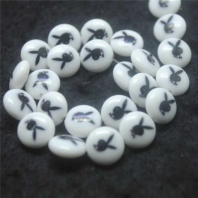 

30PCS New Rabbit Shape Glass Beads Coin Shape 10MM For Women Bracelets Making Findings Top Fashion ITEMS Good For Your