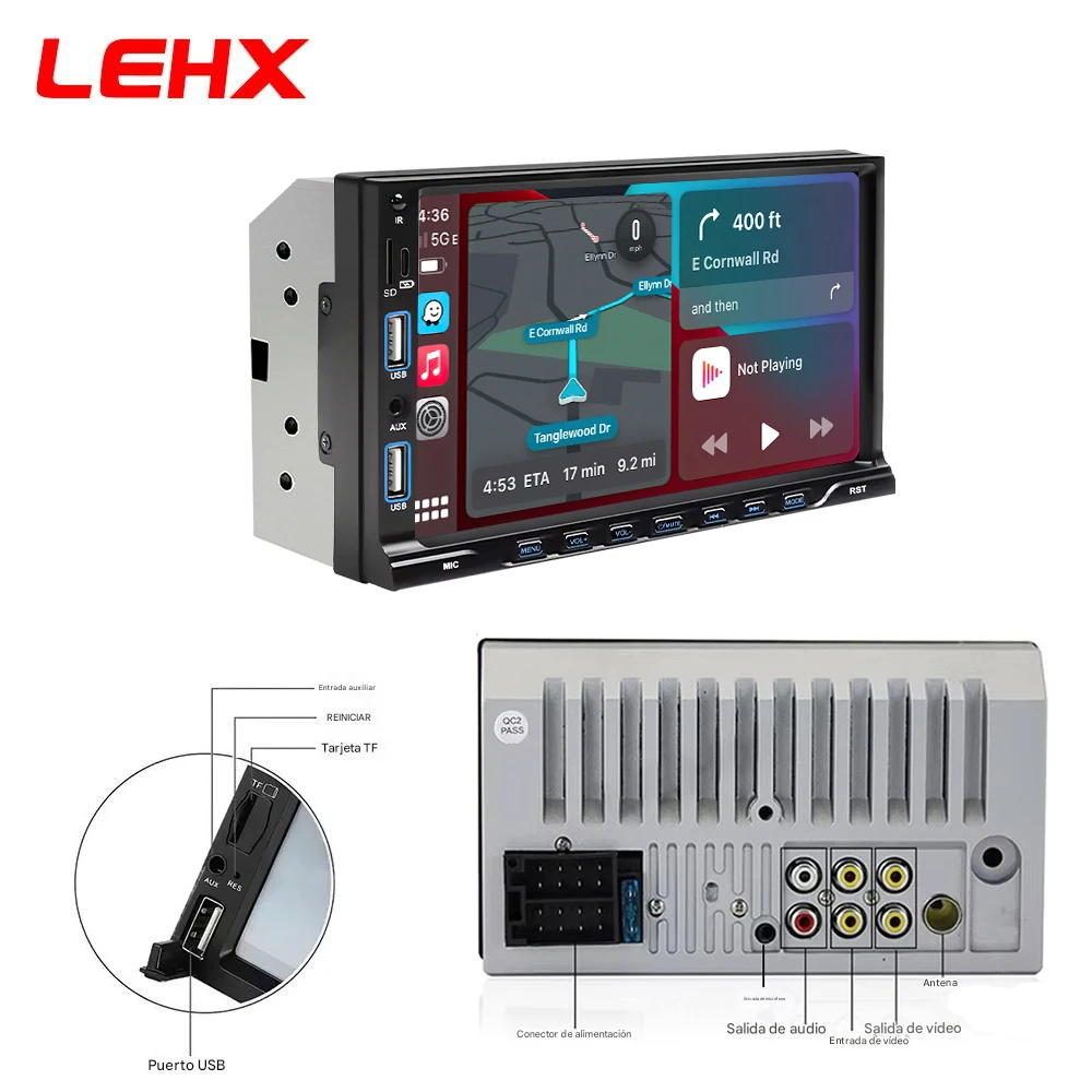 LEHX IPS شاشة تعمل باللمس 7 بوصة 2din راديو السيارة Carplay أندرويد السيارات بلوتوث FM مساعد المدخلات مرآة ربط مشغل وسائط متعددة #4