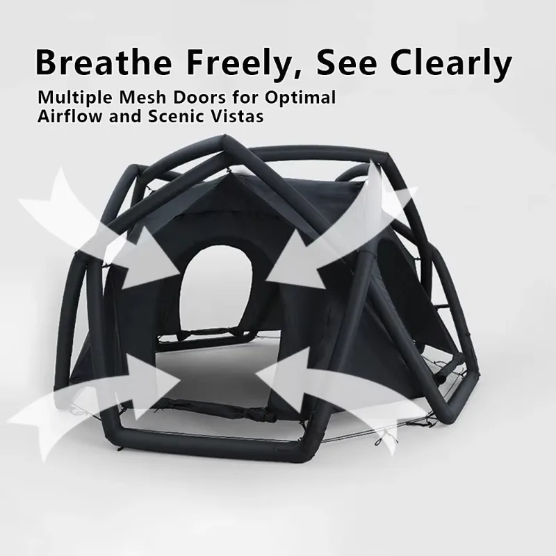 #￥Waterproof Windproof Air Glamping Tent 4/6 Person Inflatable Camping Tent with Pump
