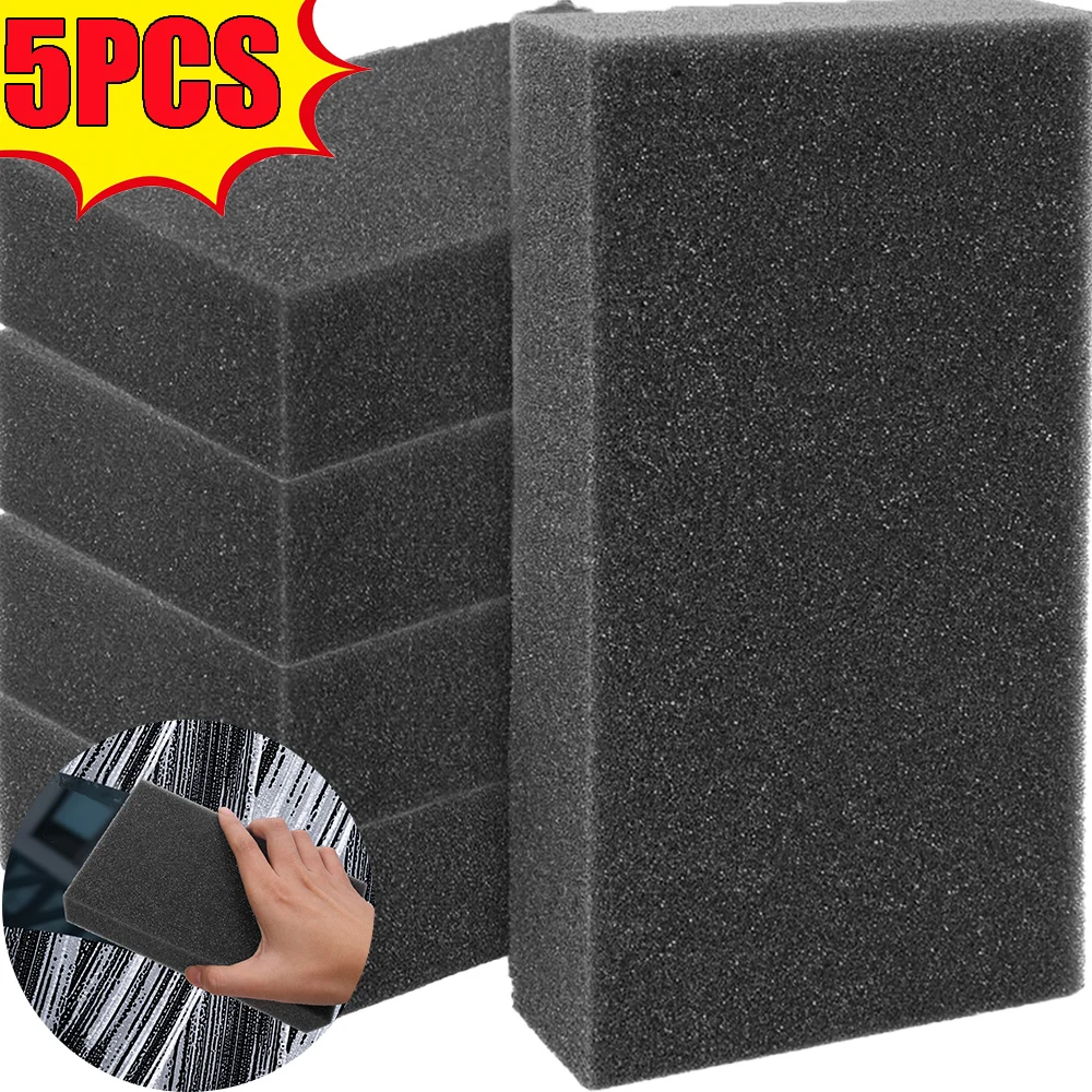 5/1PCS Car Wash Sponge Polishing Waxing Black Sponge Blocks Car Glass Cleaning Stain Removal Tool Household Cleaning Accessories