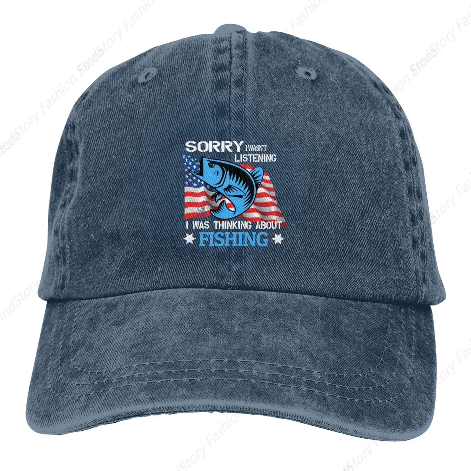 Sorry And Fishing Baseball Cap Trucker Denim Golf Dad Hat Cotton Adjusstable Fishing Daily Outdoor Sports Travel All Seasons