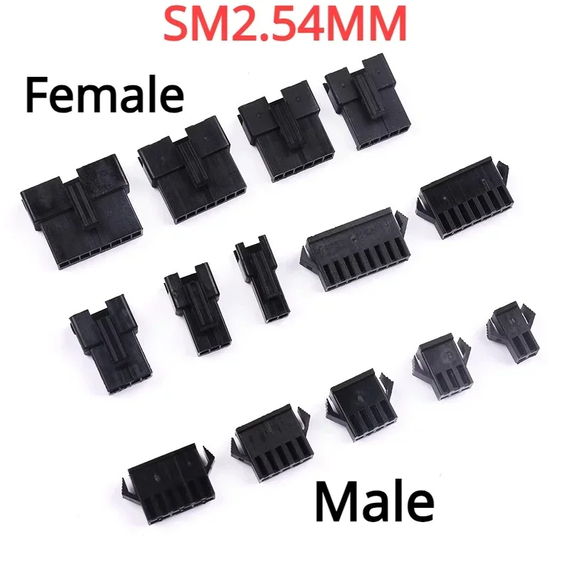 10Pair SM 2.54mm Pitch 2 3 4 5 6 7 8 Pin JST SM-2/3/4/5Y Male & Female Head Plug Housing Pin Header Crimp Terminals Connector