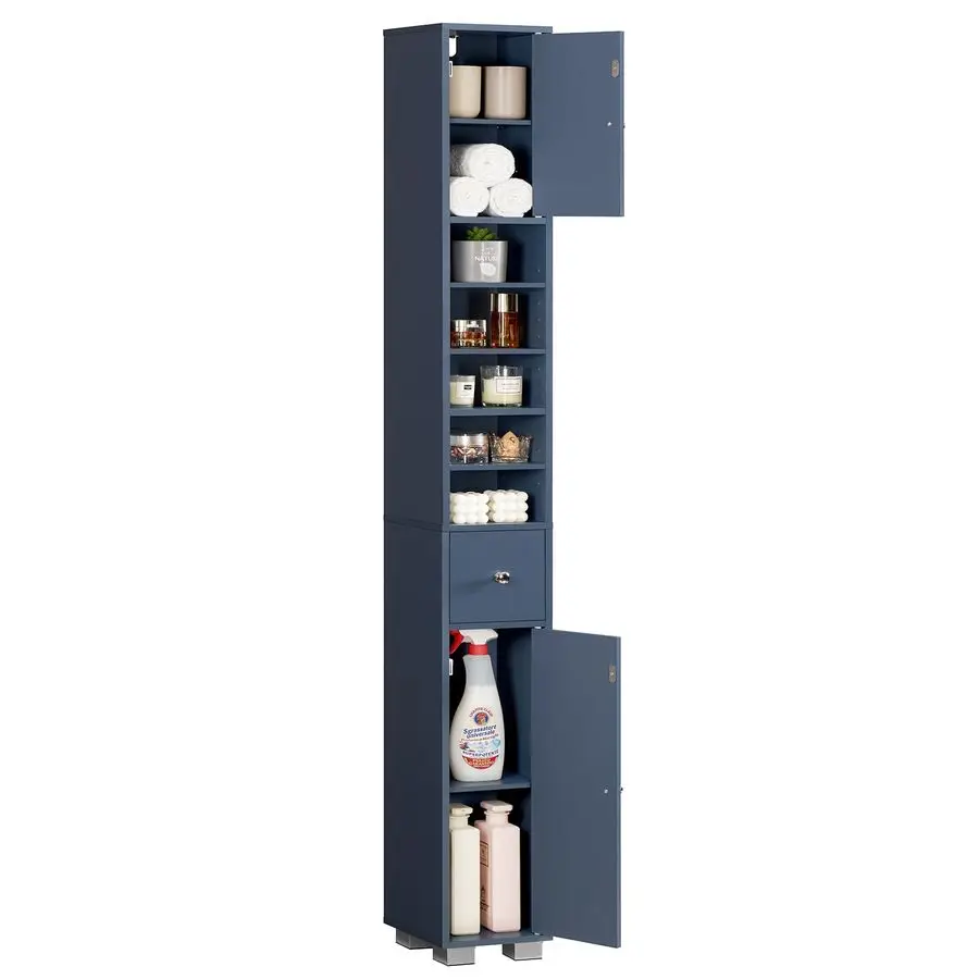 

Bathroom Cabinet, Narrow Bathroom Storage Cabinet with 5 Adjustable Shelves amp Drawer, Freestanding Cupboard for Small Spaces,