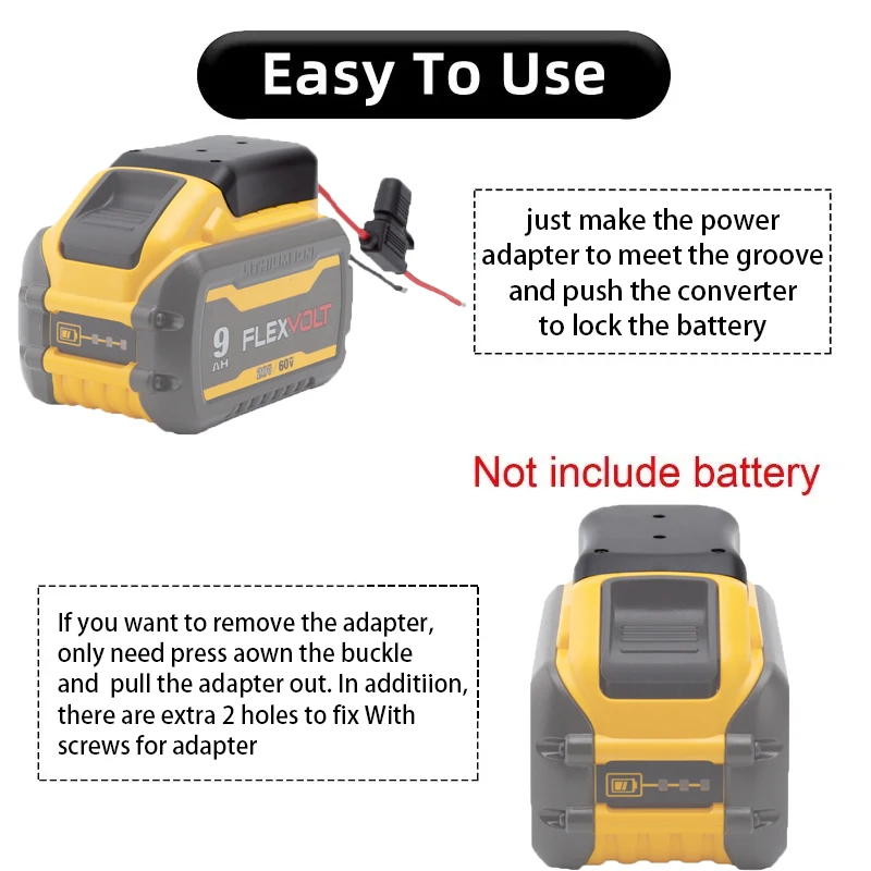 Adaptador DIY para DeWalt, Bateria Li-Ion, Fonte de Alimentação, Brinquedo Robô, Carro, Acessórios para Ferramentas Elétricas, 20 V, 60V