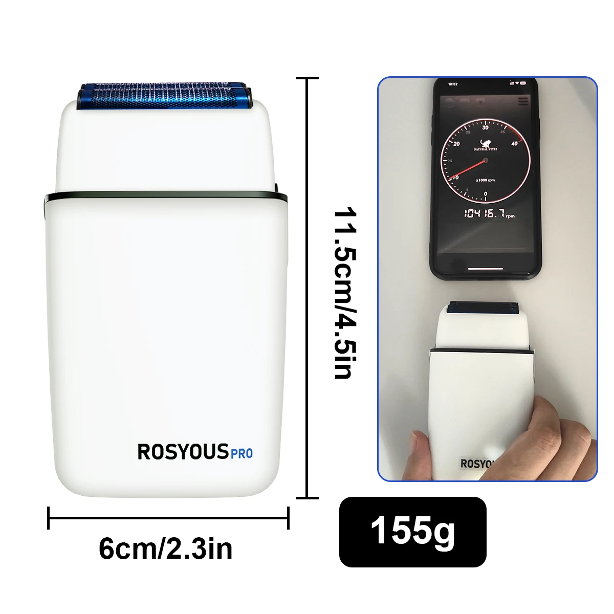 10000RPM ROSYOUS RS620 Men's Electric Shaver Double Foil Blue Hypoallergenic Knife Net Professional Beard Trimmer for Men Barber image 6
