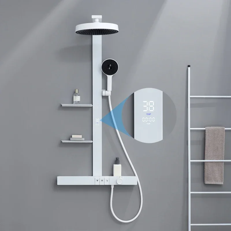 

Digital big rainfall shower set bathroom temperature display thermostatic faucet big room constant tap