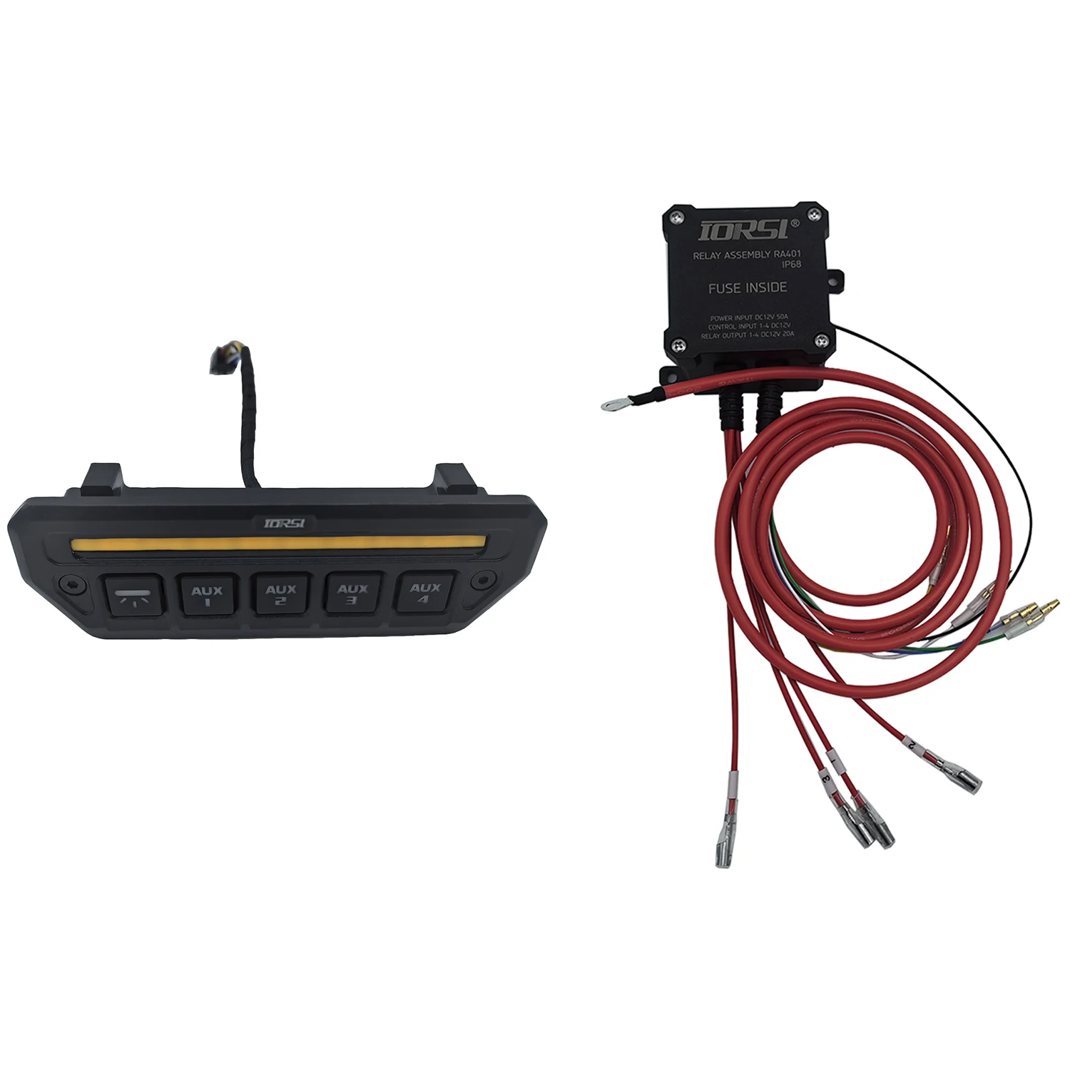 4-Way AUX Switch Bank Power Distribution Kit for Jeep Wrangler JL 18-26 & Gladiator JT 20+, CNC Aluminum Panel, JL1309