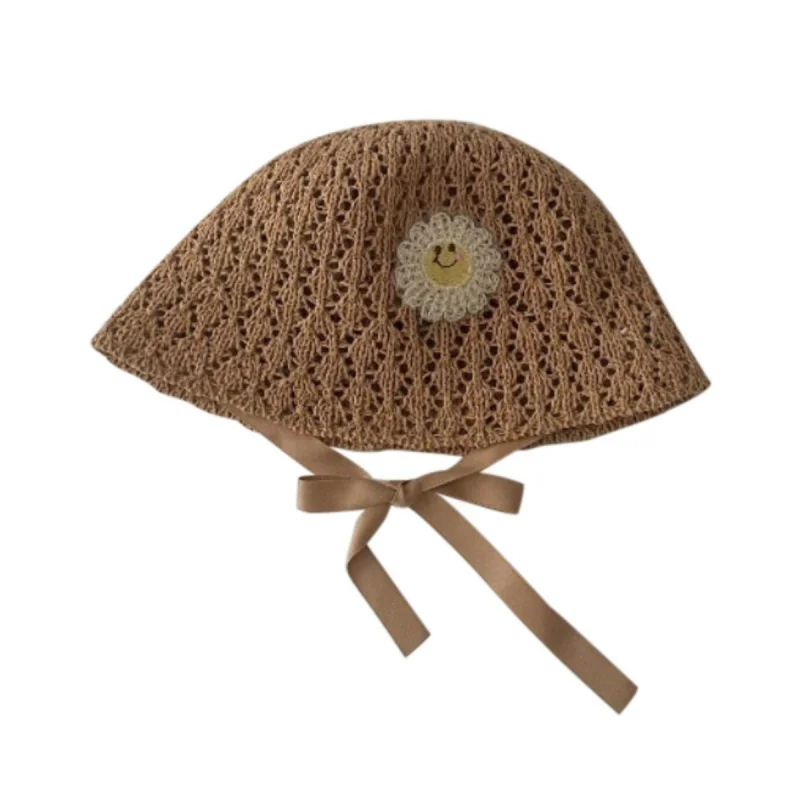 

Baby Knitting Hat Men And Women Baby Summer Sun Flowers Hollow Straw Hat Sun Hat Tie Sun Hat