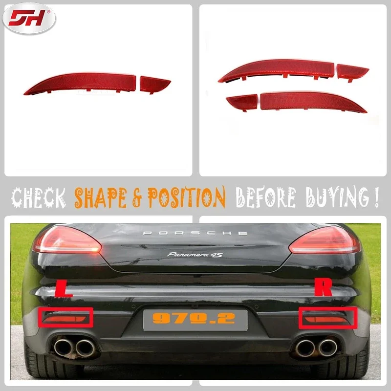 

Side Rear Fog Reflector Left Right Bumper Fit for 14-16 Porsche panamera 970.2 97063148901 97063148701