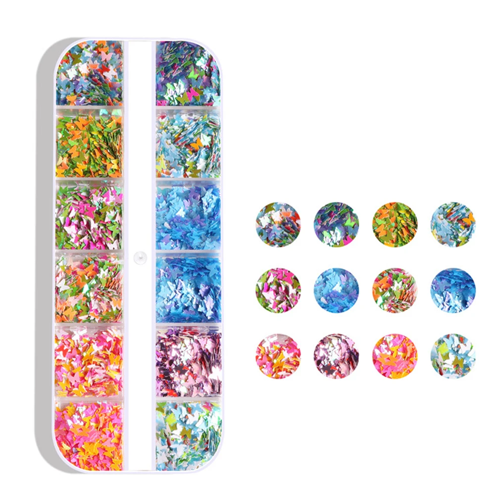 

6pcs Colorful Shape Sequins Ornament Holographic Glitter For Diy Manicure Decorative Accessories Women Unique Design