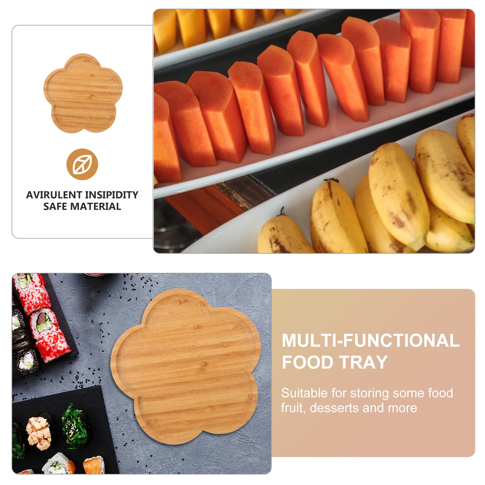 

Wooden Breakfast Tray Baking Plate Bread Holder Serving Service Board Bamboo Food