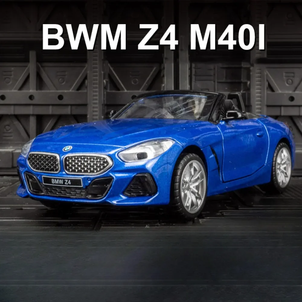 1:30 BMW Z4 M40I Car Model Toy Diecast Alloy Convertible Sound Light Pull Back Door Opened Rubber Tire Toy Birthday Gift for Boy