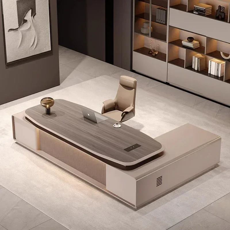 Office Desk With Lamp Storage Drawers Computer Desks Bookcase Large Luxury Modern Light Supervisor Boss Manager Luxury Executive
