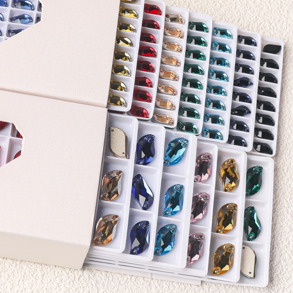 Wholesale K9 S-shaped High quality Inverted Double hole Flatback Glass Sew on Rhinestones for Sewing Stones Garment Decorations