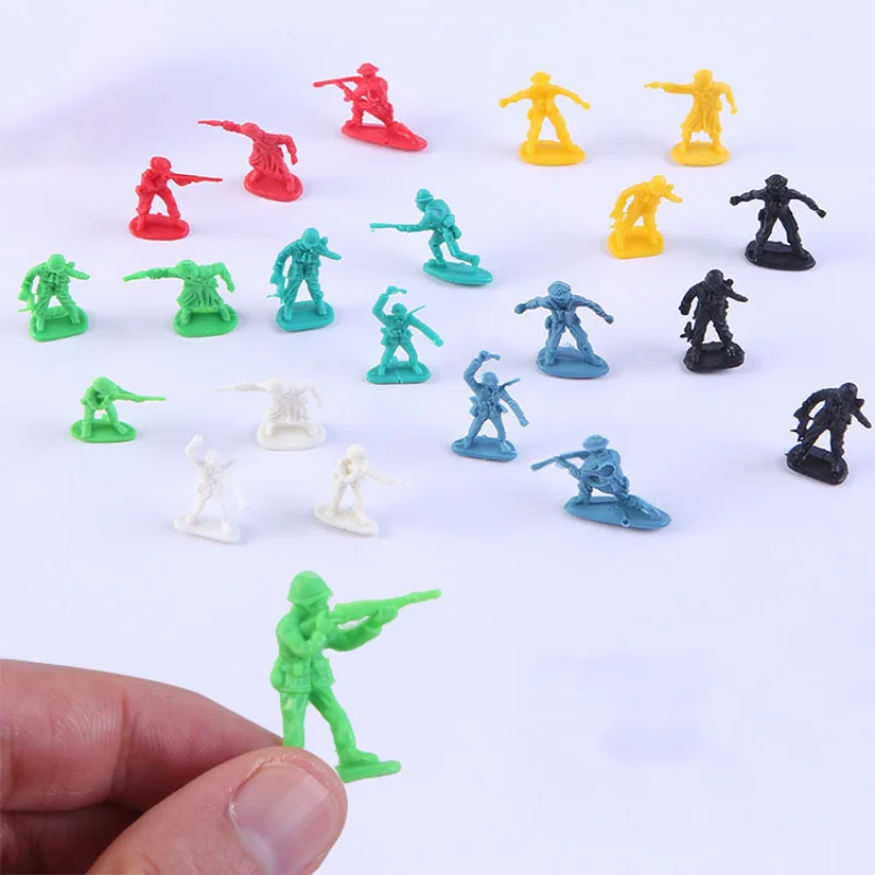 50Pcs Colorful 3cm Military Soldier Model Toys Playset Desk Decor Army Men for Kids Birthday Gifts Party Favors Pinata Fillers