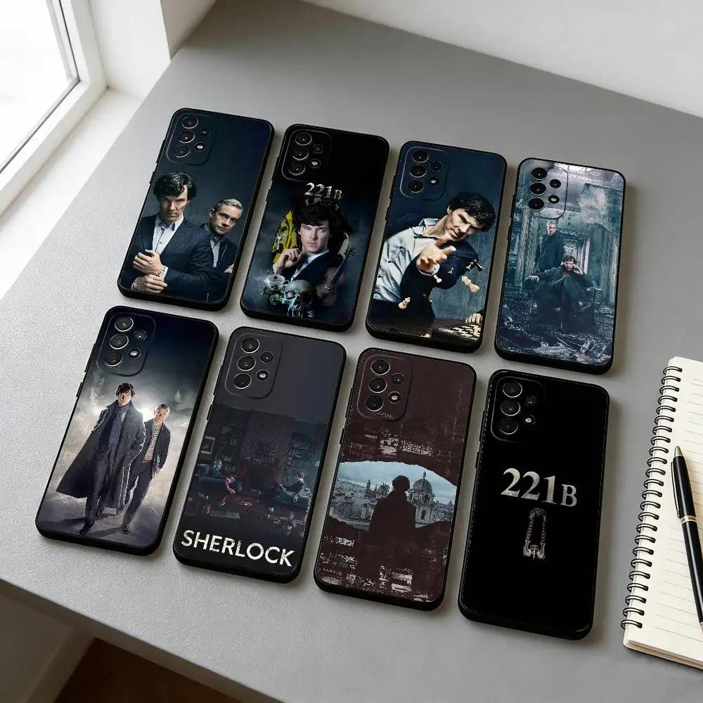 S-Sherlock H-Holmes Phone Case Black Silicone Soft For Samsung S25,S24,S21,S22,S23,S30,Ultra,S20,Plus,Fe,Lite